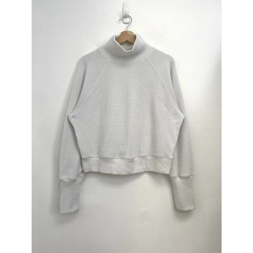 Alo Yoga Waffle Knit Weekend Escape Mock Neck Boxy Cozy Sweatshirt - Medium*